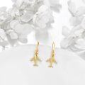 wholesale 14K Gold Airplane Dangle Earrings with Cubic Zirconia for Women-0-1