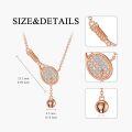 wholesale 925 Sterling Silver Tennis Racket Necklace with Opal and Bell Pendant for Women-0-4