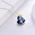 wholesale 925 Sterling Silver Blue Crystal Flower Pendant Necklace for Wife Girlfriend-0-1
