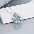 wholesale 925 Sterling Silver Blue Opal Sea Turtles Pendant Necklace for Women-0-11