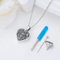 wholesale 925 Sterling Silver Wolf Head in Heart Shape Cremation Jewelry Keepsake Pendant Necklace with Funnel and Filler Tool Set-0-2