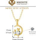 wholesale 14K Gold CZ Cat and Moon Charm Necklace for Women s-0-4