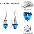 wholesale 925 Sterling Silver Blue Crystal Heart Sloth Drop Earrings-0-5