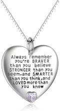 wholesale Sterling Silver Pendant Necklace Always Remember You Are Braver Than You Believe Inspirational Jewelry Gift-0-29