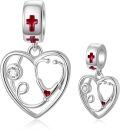 wholesale 925 Sterling Silver Heart Stethoscope Nurse Cross Charm Bracelet  for Women Girls-0-1