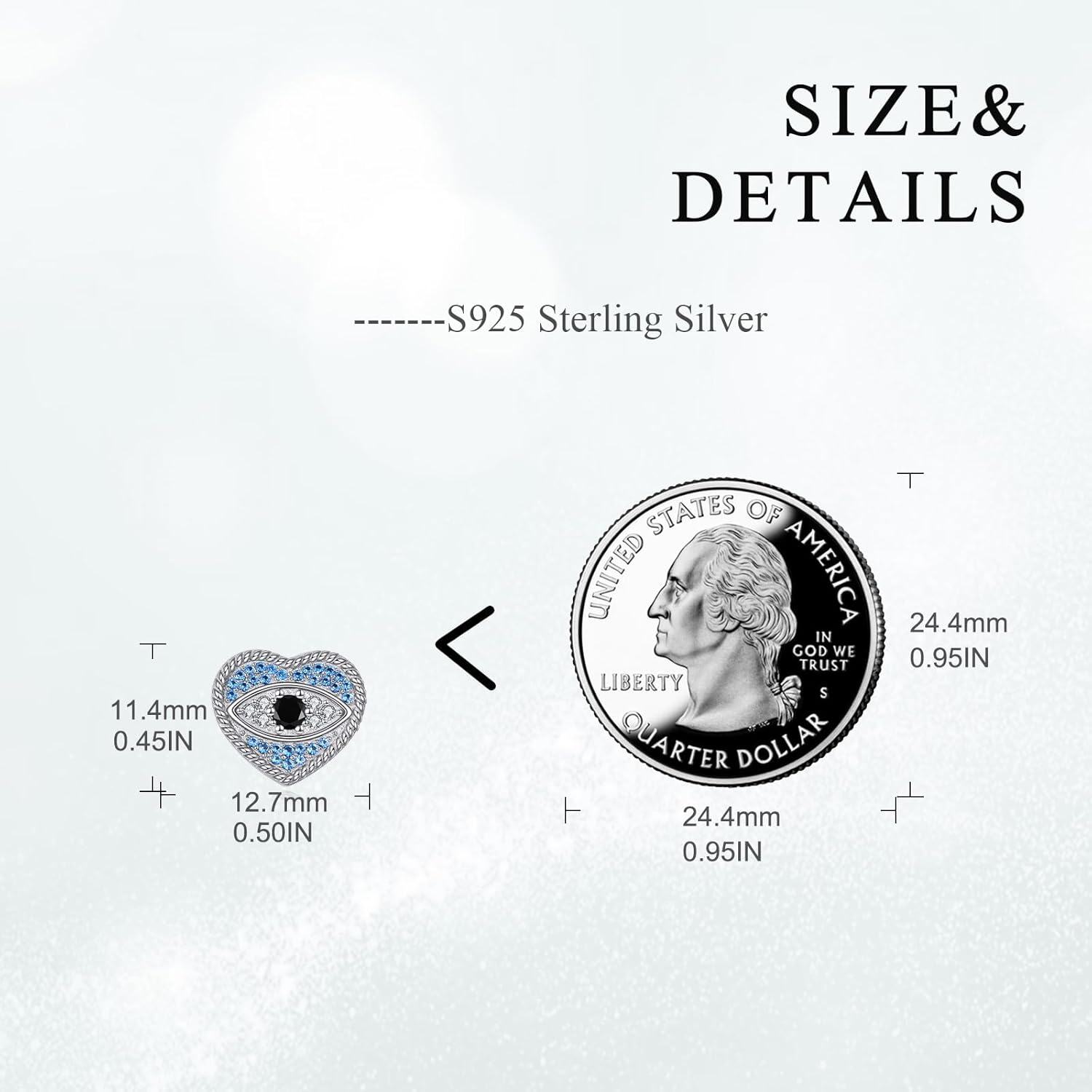 wholesale 925 Sterling Silver Heart Evil Eye Blue Crystal Stud Earrings for Women-0-4