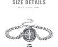 wholesale 925 Sterling Silver &  Compass Bracelet for Men - Lucky Travel Symbol Gift for Dad, Husband, Son - 18mm, Hypoallergenic, Tarnish Resistant-0-5