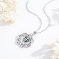 wholesale 925 Sterling Silver Green Crystal Shamrock Pendant Necklaces for Women Irish Luck s-0-2