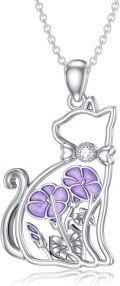 wholesale Sterling Silver Lab Grown Diamond Cat Birth Flower Necklace for Women-0-50