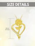 TOUPOP 14k Gold Sunflower Heart Necklace For Women, You Are My Sunshine Pendant Gift-0-3