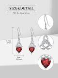 wholesale 925 Sterling Silver Heart Birthstone Celtic Knot Dangle Leverback Earrings-0-63