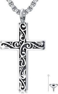 wholesale 925 Sterling Silver Cross Cremation Urn Necklace for Ashes Keepsake Jewelry -Filigree Cross