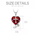 TOUPOP Sterling Silver Blue Crystal Cross Stethoscope Heart Pendant-0-2