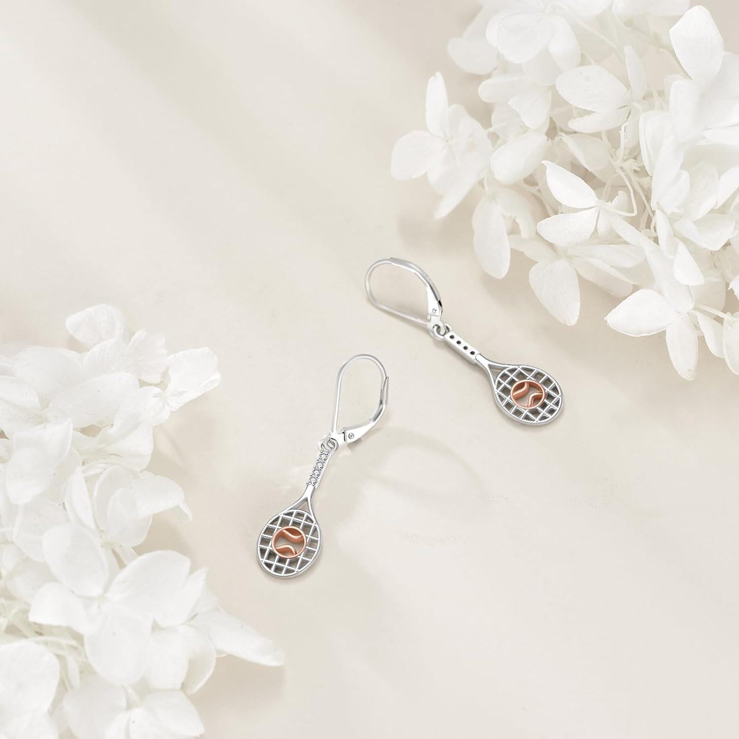 Sterling Silver Tennis Hockey Earrings for Women Sport Lover Dangle Jewelry-0-4
