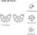 wholesale 925 Sterling Silver Butterfly Shape Cubic Zirconia Stud Earrings for Women Ribbon Style Jewelry-0-2