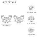 wholesale 925 Sterling Silver Butterfly Bow Cubic Zirconia Stud Earrings For Women-0-2
