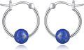 wholesale 925 Sterling Silver Round Blue Opal Hoop Earrings for Women-0-5