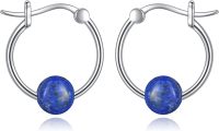 wholesale 925 Sterling Silver Round Blue Opal Hoop Earrings for Women-lapis lazuli earrings