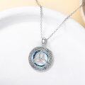 wholesale 925 Sterling Silver Blue Crystal Triquetra Celtic Knot Pendant Necklace for Women-0-1
