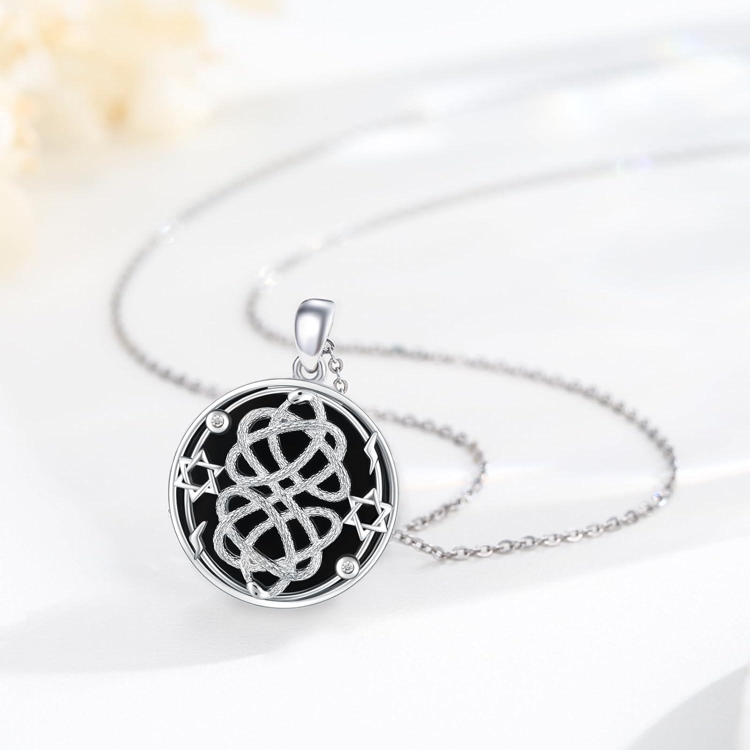 Sterling Silver Celtic Evil Eye Viking Pendant Necklace for Women Men-0-5
