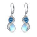 wholesale 925 Sterling Silver Drop Earrings Vintage Red Crystal Moonstone Teardrop For Women-0-0