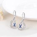 wholesale  Sterling Silver Cancer Awareness Ribbon Moon Dangle Leverback Earrings for Women Survivor Jewelry -0-33