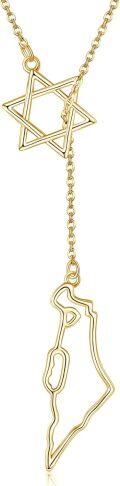 wholesale Gold 925 Sterling Silver Star Of David State Map Necklace - Israel/Africa/Texas  for Women Men Kids-0-0