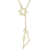 wholesale Gold 925 Sterling Silver Star Of David State Map Necklace - Israel/Africa/Texas  for Women Men Kids-Israel-Gold