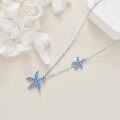 wholesale 925 Sterling Silver Blue Crystal Starfish Pendant Necklace Ocean Beach s for Women-0-2