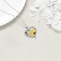wholesale 925 Sterling Silver Bee & Sunflower Heart Pendant Necklace for Women-0-4