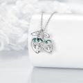 wholesale 925 Sterling Silver Heart-Shaped Moissanite Fruit Pendant Necklace with Green Leaves for Women Gifts-0-2
