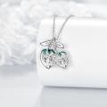 wholesale 925 Sterling Silver Cherry Pendant Necklace Heart Shaped Moissanite Platinum Plated Green Leaves-0-2