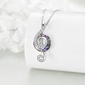 wholesale 925 Sterling Silver Rainbow Crystal Treble Clef Music Note Pendant Necklace for Women-0-1
