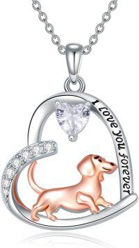 wholesale Sterling Silver Birthstone Dachshund Necklace Dog Lover Gift-1-04-April