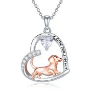 wholesale 925 Sterling Silver Corgi Love Forever Pendant Necklace-1-04-April