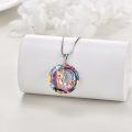 wholesale 925 Sterling Silver Round Crystal Girl Hugging Cat Pendant Necklace for Women and Girls-0-2