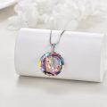 wholesale 925 Sterling Silver Girl Hugging Cat Rose Gold Rainbow Crystal Pendant Necklace-0-2