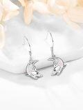 wholesale 925 Sterling Silver Opal Shark Head Drop Earrings for Women Girls Hypoallergenic Sea Life s 4cm Long-0-1