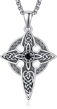 wholesale 925 Sterling Silver Celtic Knot Black Onyx Cross Crucifix Pendant Necklace for Men & Women-B-Celtic Cross(black cz)