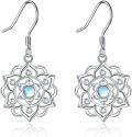 wholesale 925 Sterling Silver Moonstone Lotus Chakra Dragonfly Dangle Earrings Yoga Jewelry-0-0