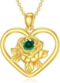 wholesale 14K Gold Plated 925 Sterling Silver Birthstone Love Rose Necklace for Women-E1-May