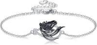 wholesale 925 Sterling Silver Black Enamel Horse Head Charm Bracelet - Mothers Day Gift for Her-Horse