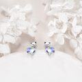 wholesale 925 Sterling Silver Heart-Shaped Cat Stud Earrings with Crystal Accents - Gift Ideas for Her-0-2