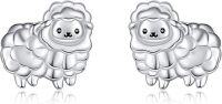wholesale 925 Sterling Silver Cute Lamb Stud Earrings for Girls and Women-Sheep