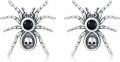 wholesale 925 Sterling Silver Spider Stud Earrings with Black Stone and Skull Design-0-0