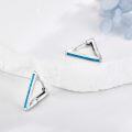 wholesale 925 Sterling Silver Blue Fire Opal Triangle Huggie Hoop Earrings for Women-0-2