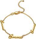 wholesale Sterling Silver & Gold Personalized Name Bracelet - Custom 1,2,3 Names Gift for Women-0-0