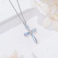 wholesale 925 Sterling Silver Light Blue Enamel Cross Pendant-0-3