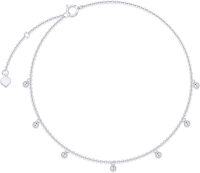 wholesale 14K Gold Chain with Beads and Heart Charm Ankle Anklet for Women - Adjustable Length (7-8 inch)-White Gold 14k gold