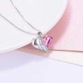 wholesale 925 Sterling Silver Pink Austrian Crystal Granddaughter I Love You Heart Pendant Necklace Gift for Women Girls-0-3